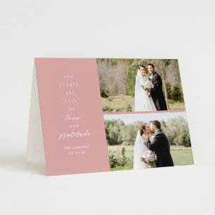 Dusty Pink Two Photo Folded Wedding Thank You Card