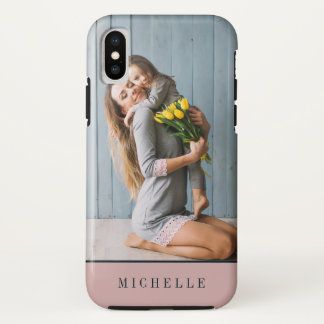 Dusty PInk  | Vertical photo monogram personalised iPhone XS Case