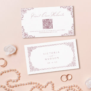Dusty Pink Vintage Elegant QR code Website Card