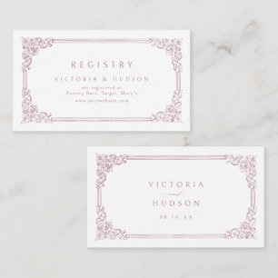 Dusty Pink Vintage Frame Elegant Bridal Registry Place Card