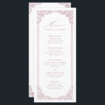 Dusty Pink Vintage Frame Elegant Script Wedding Menu<br><div class="desc">Elegant vintage ornamental frame border design with stylish script in dusty pink colour,  simple and classic,  great wedding menus for modern classic wedding,  romantic vintage wedding,  and formal traditional wedding. 
See all the matching pieces in collection.</div>