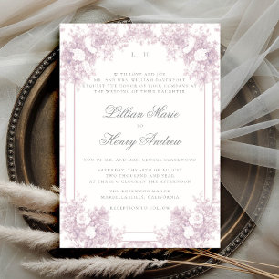 Dusty Pink Vintage Garden French Floral Wedding Invitation