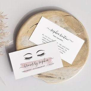 Dusty Pink Watercolor Brow Services Business Card