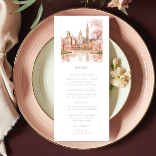 Dusty Pink Watercolor NY Wedding Menu