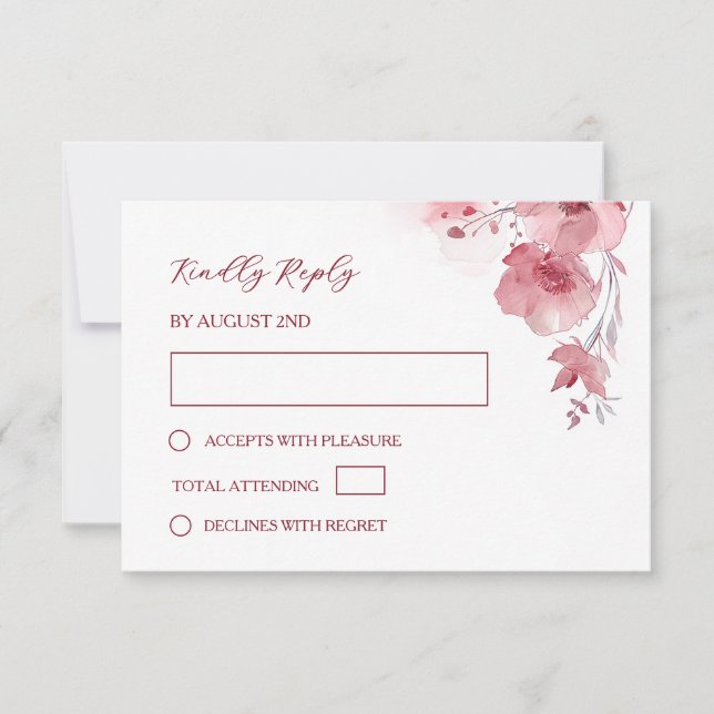 Dusty Pink Watercolor Wedding RSVP Card (Front)