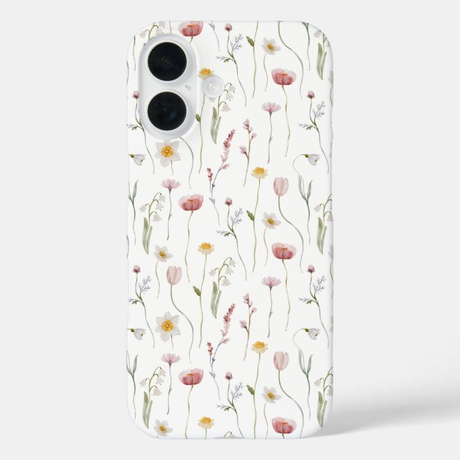 Dusty Pink Watercolor Wildflower Case-Mate iPhone Case (Back)