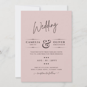 Dusty Pink Wedding Invitations Modern Budget