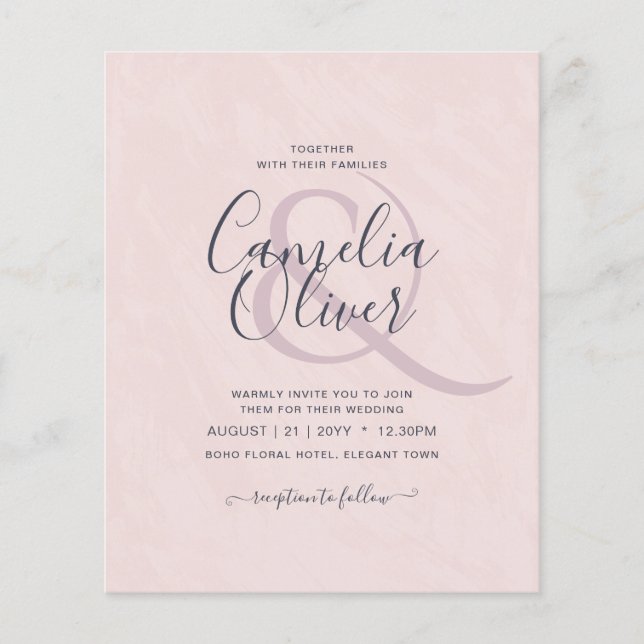 Dusty Pink Wedding Invitations Modern Budget Flyer (Front)