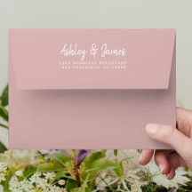 Dusty Pink Wedding Return Address Envelope