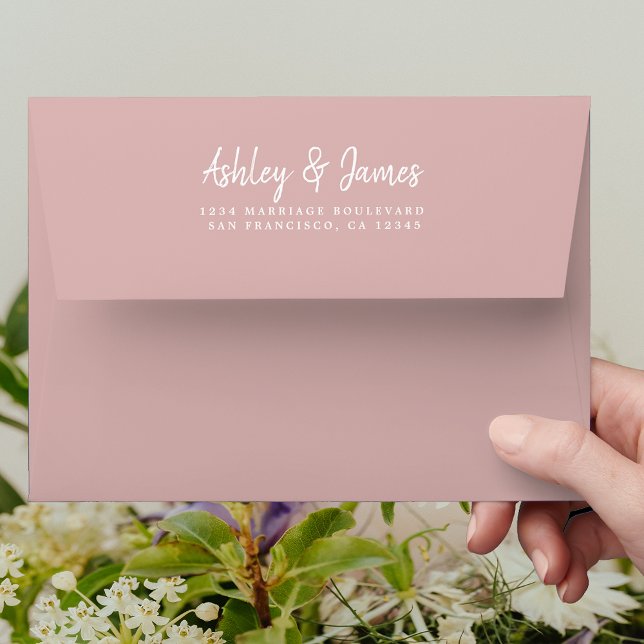 Dusty Pink Wedding Return Address Envelope (Creator Uploaded)