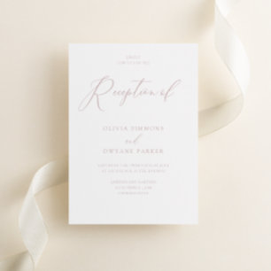 Dusty Pink & White Beautiful Wedding Reception Invitation