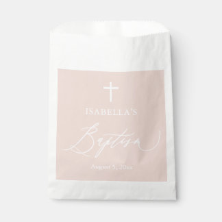 Dusty Pink White Cross Girl Baptism Favour Bags