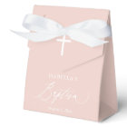 Dusty Pink White Cross Girl Baptism Favour Box