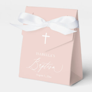 Dusty Pink White Cross Girl Baptism Favour Box
