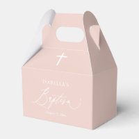 Dusty Pink White Cross Girl Baptism Favour Box