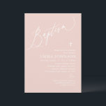 Dusty Pink White Cross Girl Baptism Invitation<br><div class="desc">Dusty Pink White Cross Girl Baptism Invitation</div>