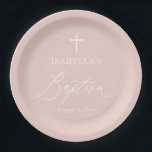Dusty Pink White Cross Girl Baptism Party Plates<br><div class="desc">Dusty Pink White Cross Girl Baptism Party Plates,  Dusty Pink Baptism,  Girl Baptism,  Modern Dusty Pink Baptism Party Paper Plates</div>
