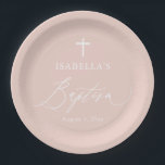 Dusty Pink White Cross Girl Baptism Party Plates<br><div class="desc">Dusty Pink White Cross Girl Baptism Party Plates,  Dusty Pink Baptism,  Girl Baptism,  Modern Dusty Pink Baptism Party Paper Plates</div>