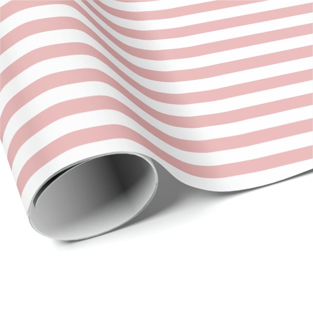 Dusty Pink  | White Stripe Wrapping Paper (Roll Corner)