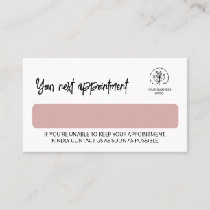 Dusty Pink White With Your Business Logo Appointment Card