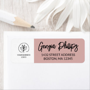Dusty Pink & White With Your Business Logo Return Address Label