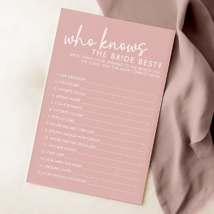 Dusty Pink Who Know The Bride Best Shower Game