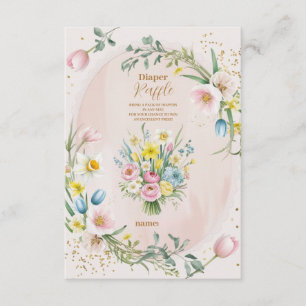 Dusty Pink Wildflower Baby in Bloom Diapper Raffle Enclosure Card