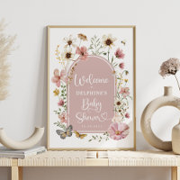 Dusty Pink Wildflower Baby in Bloom Shower Welcome