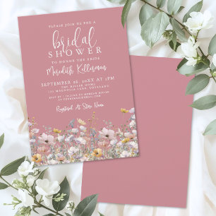 Dusty Pink Wildflower Bridal Shower Invitation