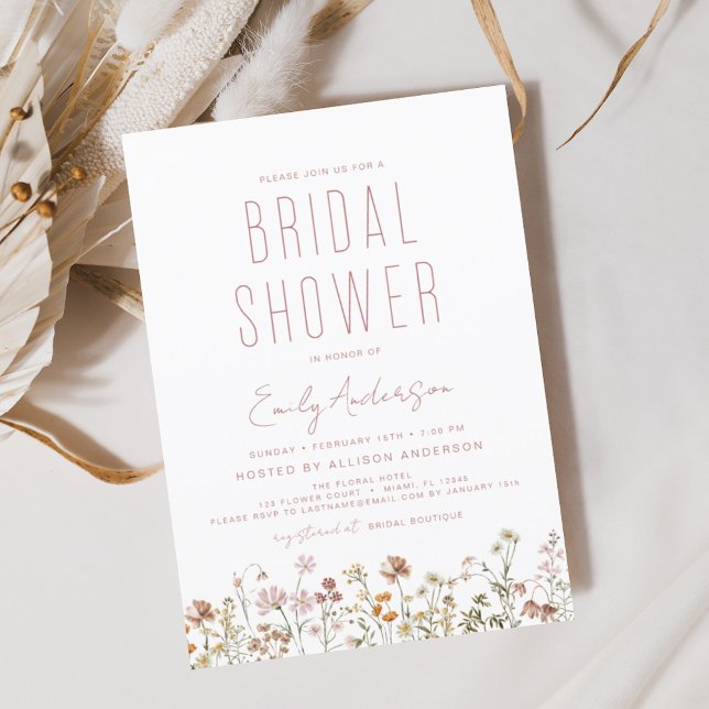 Dusty Pink Wildflower Bridal Shower Invitation (Creator Uploaded)