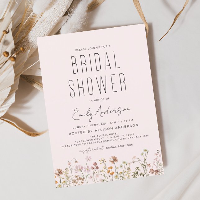 Dusty Pink Wildflower Bridal Shower Invitation (Creator Uploaded)