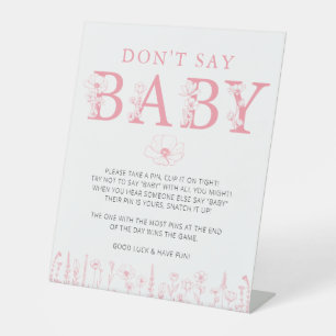 Dusty Pink Wildflower Don’t Say Baby Game Sign