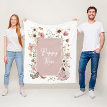 Dusty Pink Wildflower Fairy Princess Baby Girl Fleece Blanket