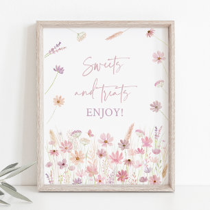 Dusty Pink Wildflowers Sweet Treats Shower Sign