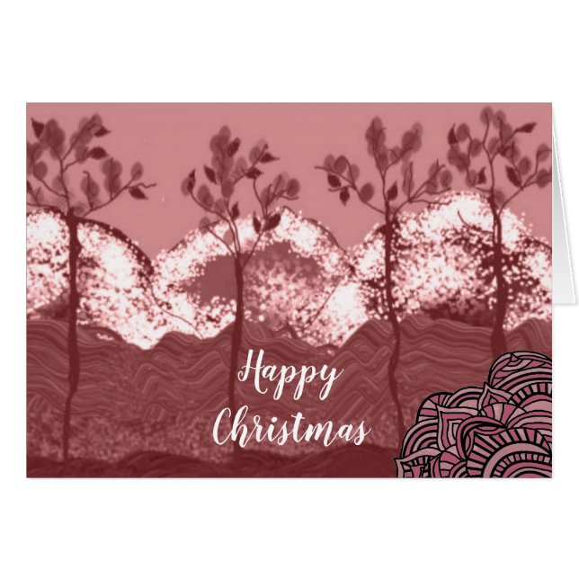 Dusty Pink Winter Scene at Christmas (Front Horizontal)