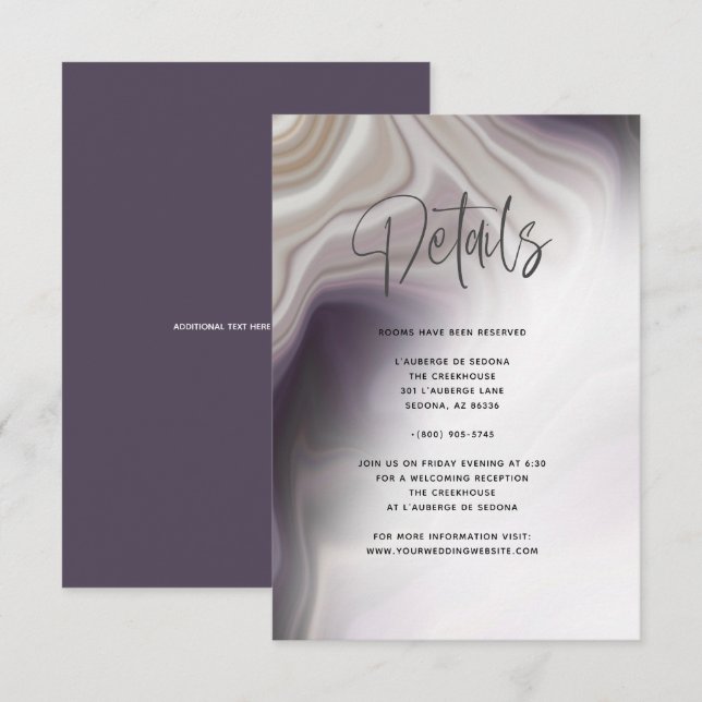 Dusty Plum Agate Details  Invitation (Front/Back)