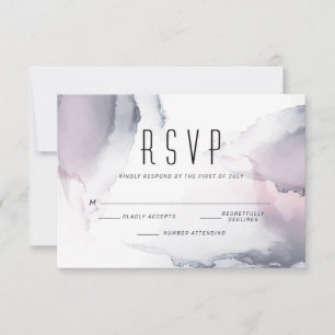 Dusty Plum Blush Pewter Fluid Alcohol Ink  RSVP Card