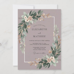 Dusty Plum Eucalyptus Wedding Invitation