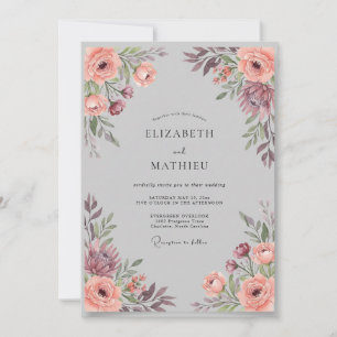 Dusty Plum Foliage Eucalyptus Wedding Invitation