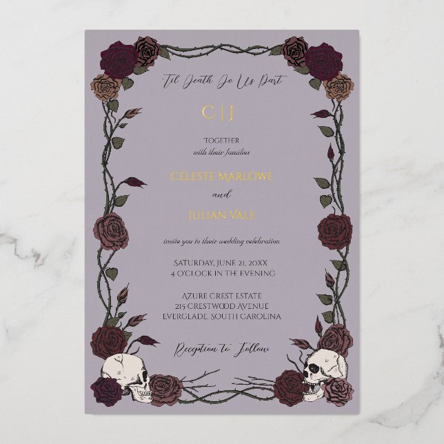 Dusty Plum Gothic Til Death Wedding Foil (Front)