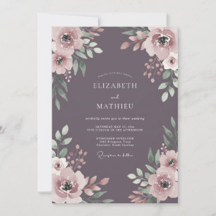 Dusty Plum Painted Wedding Invitation