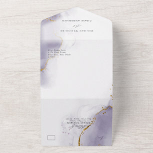 Dusty Plum Purple Abstract All In One Invitation