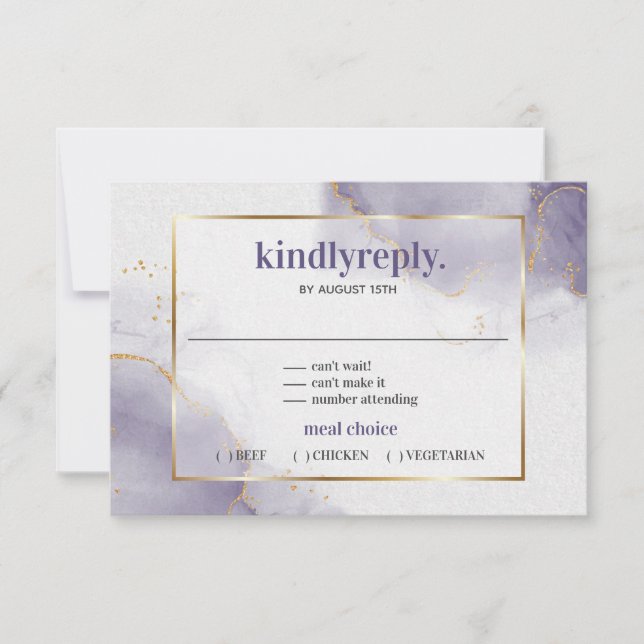 Dusty Plum Purple Minimalist  RSVP Card (Front)