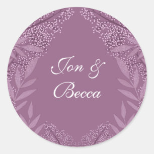 Dusty Plum Purple Wedding  Botanical Classic Round Sticker