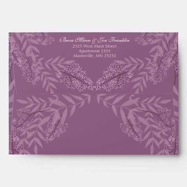 Dusty Plum Purple Wedding  Botanical Envelope (Back (Top Flap))