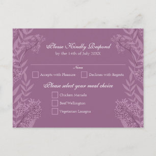 Dusty Plum Purple Wedding Botanical Holiday Postcard
