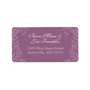 Dusty Plum Purple Wedding  Botanical Label