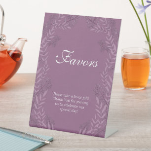 Dusty Plum Purple Wedding  Botanical Pedestal Sign