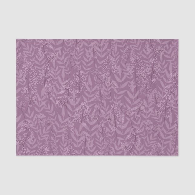 Dusty Plum Purple Wedding  Botanical Tissue Paper (Front)