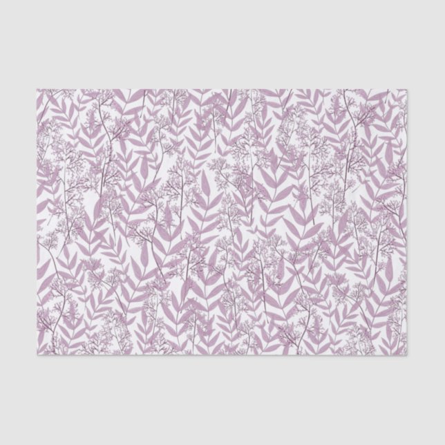Dusty Plum Purple Wedding  Botanical Tissue Paper (Front)